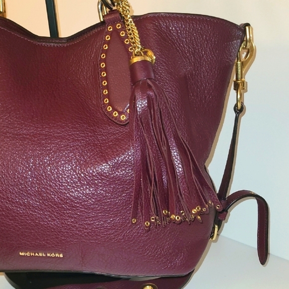 Michael Kors Brooklyn Burgundy Leather Satchel - Picture 4 of 15
